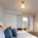 Antique Brass Semi Flush Mount Ceiling Light Frosted Glass Globe H3140