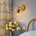 Antique Brass Wall Light Bubble Glass Lamp Shade Cylindrical Transparent Glass H3127