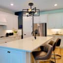 Modern Rectangular Black Ceiling Pendant Light 3 Light Semi Flush H3122