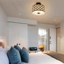 Frosted Glass Ceiling Light Flush Mount Drum Lamp Shade Black Chequered