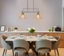 Industrial Ceiling Brush Chrome Bar 2 Clear Glass Lamp Shade Pendant Light H3131