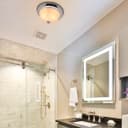 Flush Fitting Chrome Ceiling Light Frosted Glass Dome Shade Metal Surround IP44 H3111