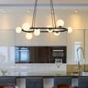 Modern Ceiling Black Circular Bar Pendant Light Globe Frosted Glass Lamp Shades K402 with G9 LED