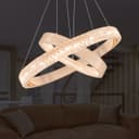 Modern 40W LED 2 Ring Ceiling Pendant Light Gold Round Chandelier 3 CCT K404
