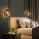 Industrial Antique Brass Single Wall Light Sconce Clear Glass Lamp Shade