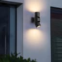 Black Outdoor Double Wall Light Adjustable IP54 External Directional Spot Lamp