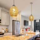 Vintage Ceiling Crackle Yellow Mosaic Glass Pendant Light K418