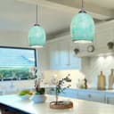  Vintage Ceiling Crackle Blue Mosaic Glass Pendant Light K420