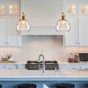 Modern Retro Ceiling Brass Pendant Light Transparent Globe Glass Lamp Shade K427