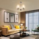 Fixed 5 Lights Chrome Ceiling Light Semi Flush Glass Shade Lantern Chandelier K415
