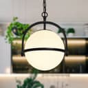 Industrial Nautical Ceiling Pendant Light Opal Globe Glass Black Chain Suspended K426