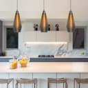 Retro Chrome Ceiling Pendant Light Ribbed Smoked Grey Glass Lamp Shade K421