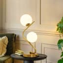 Retro Brass Twin Opaque Frosted Glass Globe Table Lamp T516