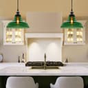 Industrial Smoked Green Glass Ceiling Pendant Light Bowl Lamp Shade K422