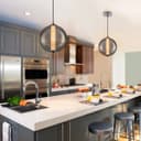 LED Globe Ceiling Pendant Light Smoked Grey Glass Lamp Shade Chrome Holder K437