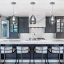 Retro Chrome Ceiling Pendant Light Fixture Grey Cracked Glass Oval Lamp shade H3058