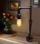 Vintage Industrial Water Pipe Table Lamp Copper Rustic Bedside Desk Lamp 