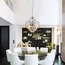 Droplet Fountain Crystal Chandelier Ceiling Pendant Light Reflect Chrome Finish and Real Crystals 
