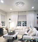 Modern Elegant Round Crystal Chandelier Reflective Silver Base 