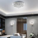 Modern Decor Round Crystal Chandelier Ceiling Light Reflective Silver Base 