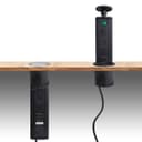 Black Top Power Tower Pop Up Socket With 2 USB Charging Port 3 Plug Sockets 