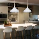 Metal Vintage White Ceiling Light Shade Retro Hanging Pendant Light Wood Fitting 