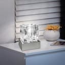 Ambient Glass Ice Cube Touch Dimmable Table Lamp Chrome Brush Satin Base with G9 Bulb 