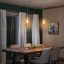 Vintage Pendant Light Fitting Chrome Spiral Retro Glass Ceiling Light Shade Smoked Amber 