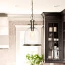 Vintage Clear Glass Pendant Light Antique Brass Bell Ceiling Lampshade Retro Industrial 