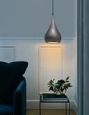Modern Teardrop Ceiling Pendant Light Grey Pewter Lampshade Retro Brushed Metal 