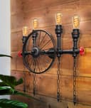 Vintage Industrial Water Pipe Wall Light Steampunk Nautical Wheel M0159
