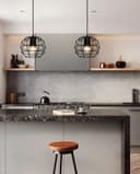 Wire Cage Globe Black Metal Pendant Light M0173