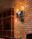 Twin Vintage Industrial Pipe Wall Light with Gauge Valve Tap M0190P 