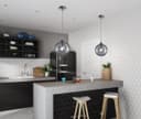 Modern Vintage Ceiling Smoked Grey Globe Pendant Light M0211