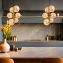 6 Cluster Amber Glass Globe Lamp Shades Brass Ceiling Pendant Light K443