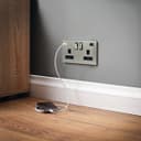 USB Double Socket With 2 USB Charger Port Brushed Chrome Plate Quick Charge PD20W N411820WDME
