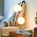 Modern Chrome Twin Opaque Frosted Glass Globe Table Lamp T506