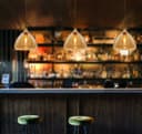 Modern Vintage Ceiling Hanging Brass Amber Glass Pendant Lamp Shade H3025