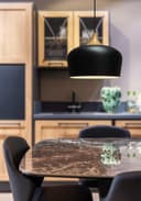 Nordic Modern Black Ceiling Pendant Light Metal Lamp Shade Wood Effect Detail H3024