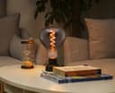 LED Vintage Classic Filament Light Bulb Smoked Grey Glass Tear Drop 4w E27 Coil R125