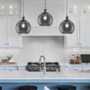 Vintage 3 Lights Ceiling Pendant Lamp Cluster Mini Glass Globe Shades Smoked Grey H3044