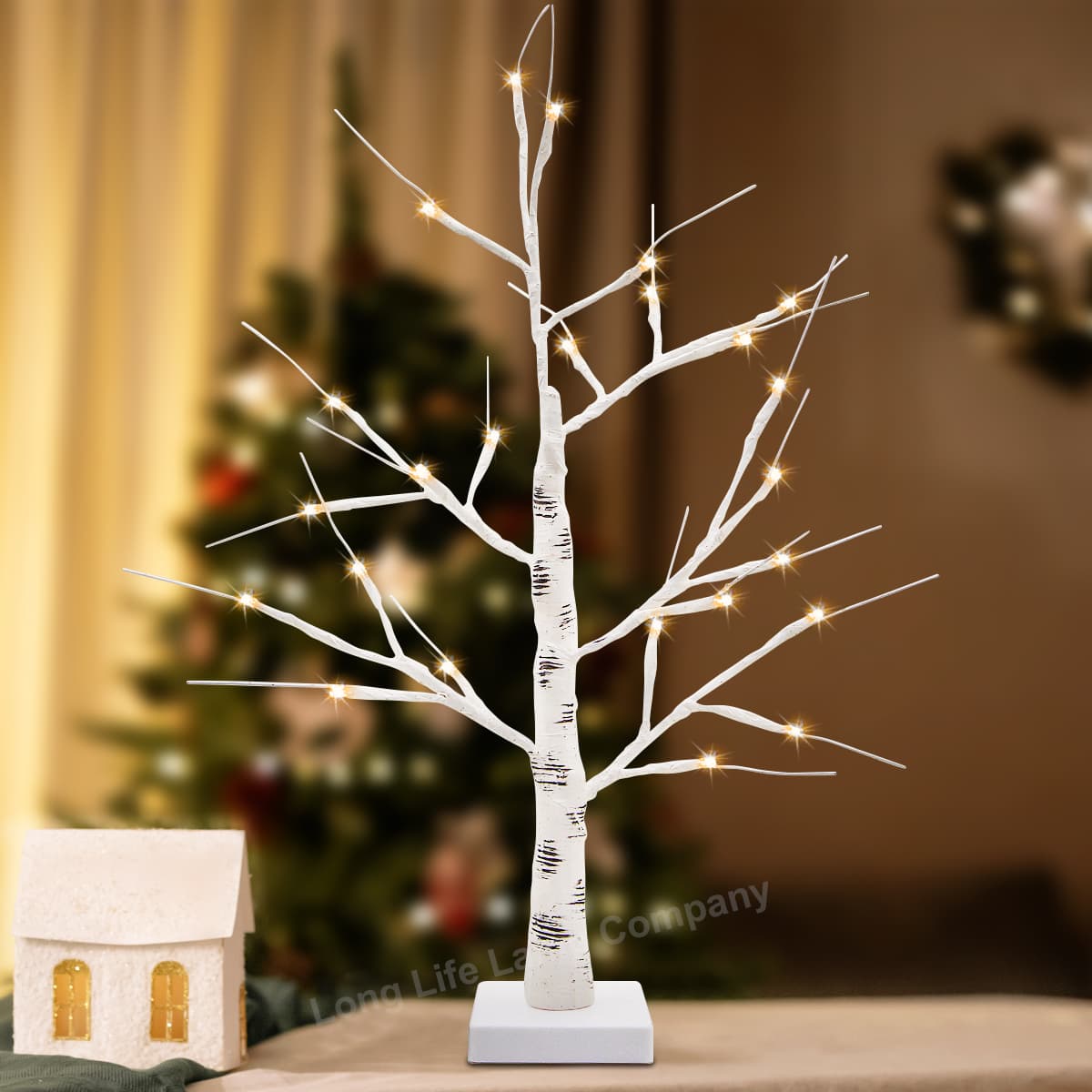 LED Indoor Christmas Tree White 60cm 3000k Light Dual Mains and Battery Operated TREE03