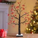 LED Indoor Christmas Brown Colour with Snow and Red Fruit 60cm Mains And Battery Operated TREE05