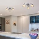 Modern Chrome 3 Way Ceiling Glass Shades Flush Mounted Crystal H3062