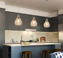 Modern Tear Drop Ceiling Pendant Light Crackled Clear Glass Lamp Shade H3066