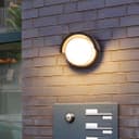12W Outdoor Modern Round Black LED Wall Light Opal Diffuser 3000K ZLC361B