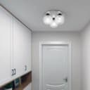 Round 3 Way Chrome Ceiling Light Frosted Pinecone Glass H3099