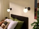Modern Indoor Frosted Glass Globe Scone Matte Black Wall Light H3096 with LED G9 Warm White