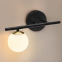 Modern Indoor Frosted Glass Globe Scone Matte Black Wall Light H3088 With LED G9 Warm White