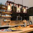 Modern Rectangular Ceiling Lantern Pendant Light Black Frame Clear Glass 3 Light H3051